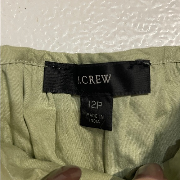 J CREW WOMENS CINCHED WAIST COTTON POPLIN DRESS GREEN 12 PETITE BG485 - Picture 5 of 9